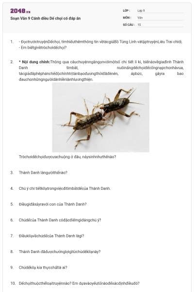 Soạn Văn 9 Cánh diều Dế chọi có đáp án