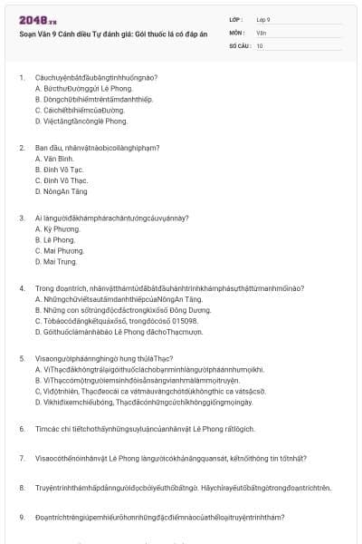 Soạn Văn 9 Cánh diều Tự đánh giá: Gói thuốc lá có đáp án