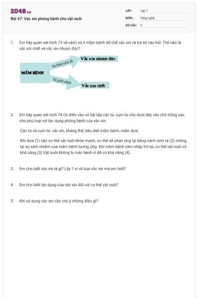 Bài 47: Vắc xin phòng bệnh cho vật nuôi