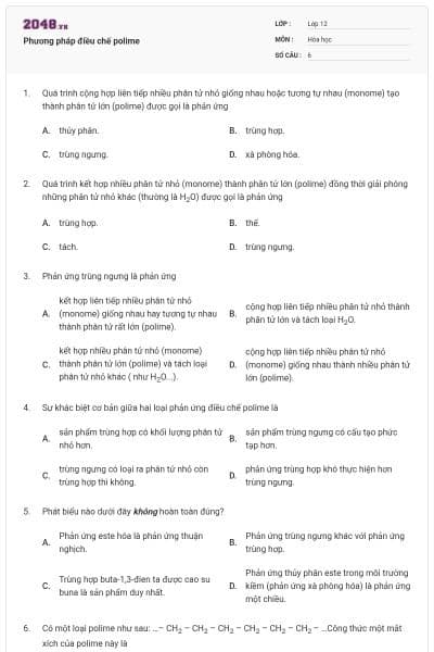 Phương pháp điều chế polime