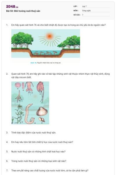 Bài 50: Môi trường nuôi thuỷ sản