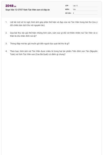 Soạn Văn 12 CTST Vịnh Tản Viên sơn có đáp án