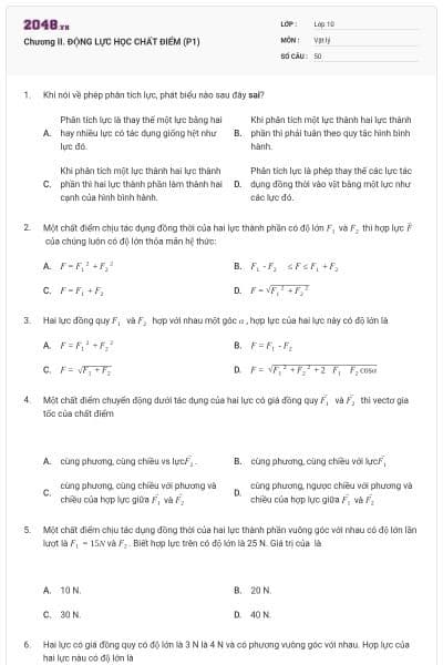 Chương II. ĐỘNG LỰC HỌC CHẤT ĐIỂM (P1)