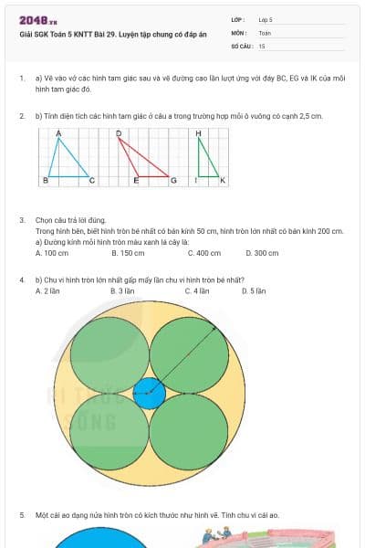 Giải SGK Toán 5 KNTT Bài 29. Luyện tập chung có đáp án