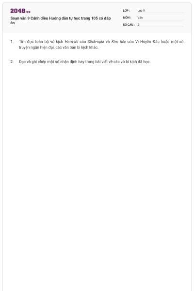 Soạn văn 9 Cánh diều Hướng dẫn tự học trang 105 có đáp án