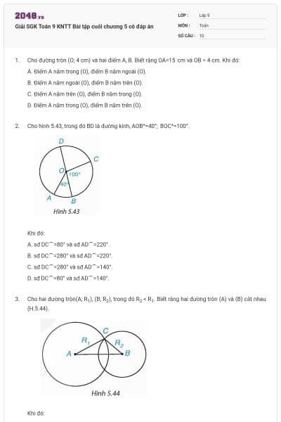 Giải SGK Toán 9 KNTT Bài tập cuối chương 5 có đáp án
