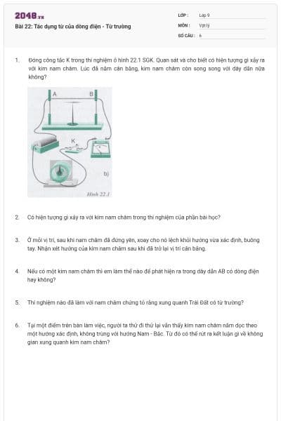 Bài 22: Tác dụng từ của dòng điện - Từ trường