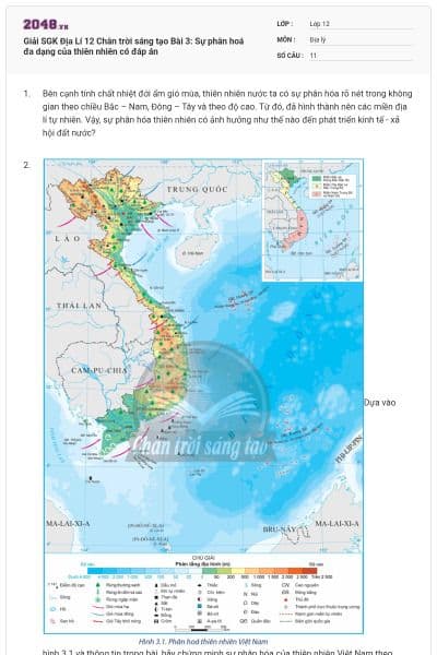 Giải SGK Địa Lí 12 Chân trời sáng tạo Bài 3: Sự phân hoá đa dạng của thiên nhiên có đáp án