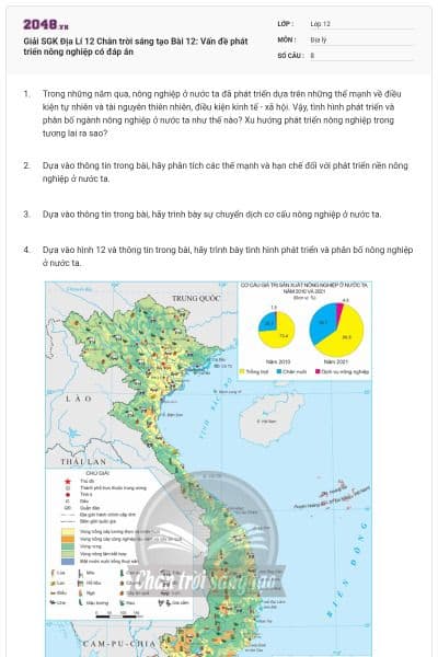 Giải SGK Địa Lí 12 Chân trời sáng tạo Bài 12: Vấn đề phát triển nông nghiệp có đáp án