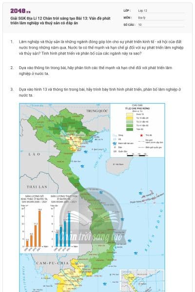 Giải SGK Địa Lí 12 Chân trời sáng tạo Bài 13: Vấn đề phát triển lâm nghiệp và thuỷ sản có đáp án
