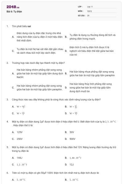 Bài 6: Tụ Điện
