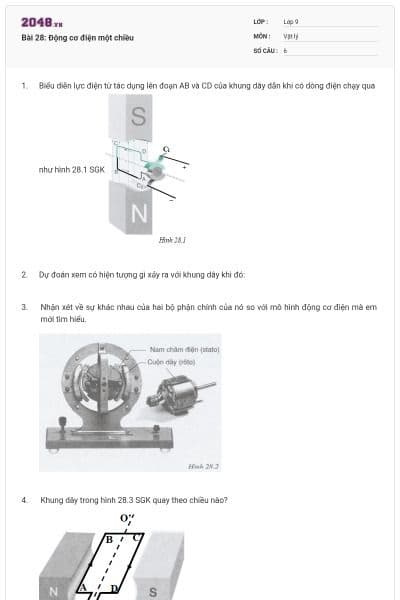 Bài 28: Động cơ điện một chiều