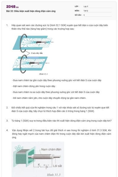 Bài 32: Điều kiện xuất hiện dòng điện cảm ứng