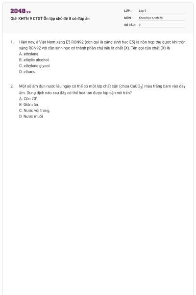 Giải KHTN 9 CTST Ôn tập chủ đề 8 có đáp án