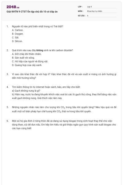 Giải KHTN 9 CTST Ôn tập chủ đề 10 có đáp án