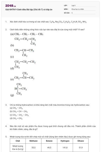 Giải KHTN 9 Cánh diều Bài tập (Chủ đề 7) có đáp án
