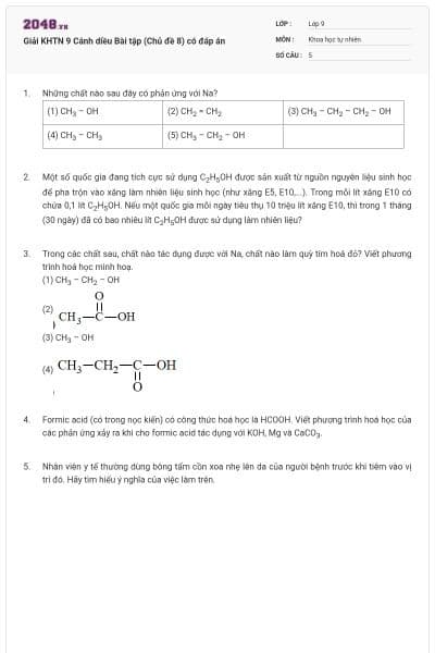Giải KHTN 9 Cánh diều Bài tập (Chủ đề 8) có đáp án