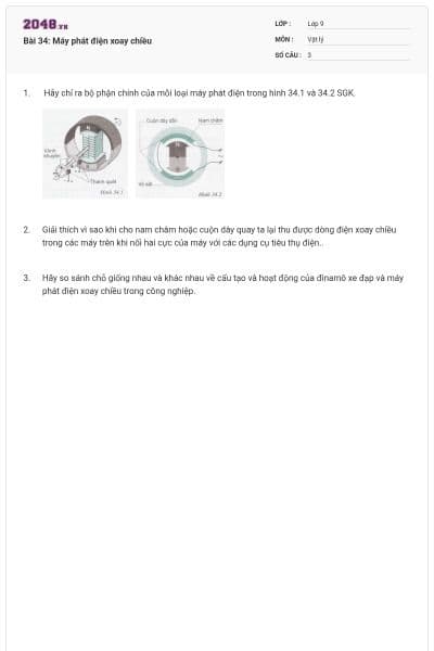 Bài 34: Máy phát điện xoay chiều