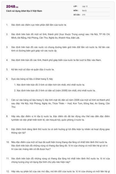 Cách sử dụng Atlat Địa lí Việt Nam