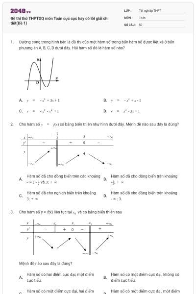 Đề thi thử THPTGQ môn Toán cực cực hay có lời giải chi tiết(Đề 1)