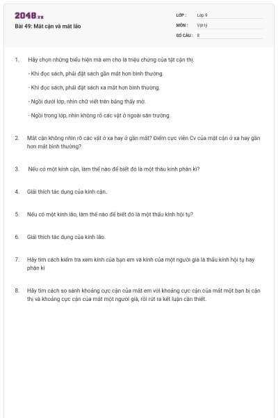 Bài 49: Mắt cận và mắt lão