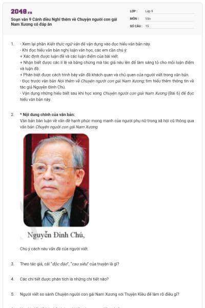 Soạn văn 9 Cánh diều Nghĩ thêm về Chuyện người con gái Nam Xương có đáp án