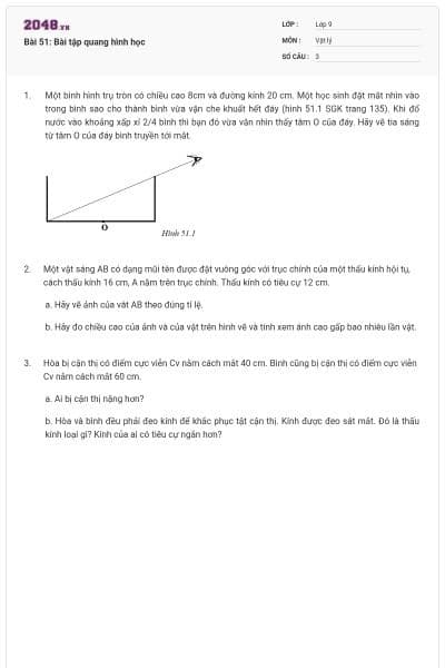 Bài 51: Bài tập quang hình học