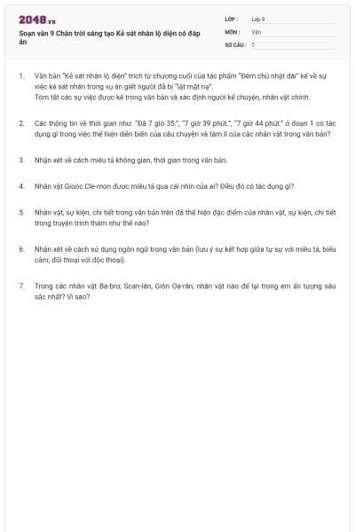 Soạn văn 9 Chân trời sáng tạo Kẻ sát nhân lộ diện có đáp án