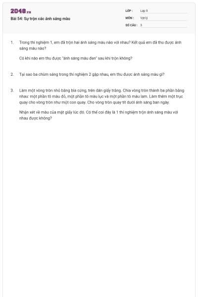 Bài 54: Sự trộn các ánh sáng màu