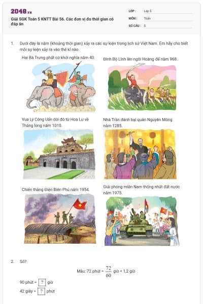 Giải SGK Toán 5 KNTT Bài 56. Các đơn vị đo thời gian có đáp án