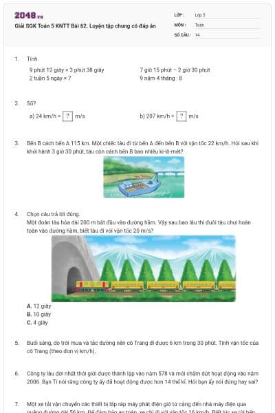 Giải SGK Toán 5 KNTT Bài 62. Luyện tập chung có đáp án