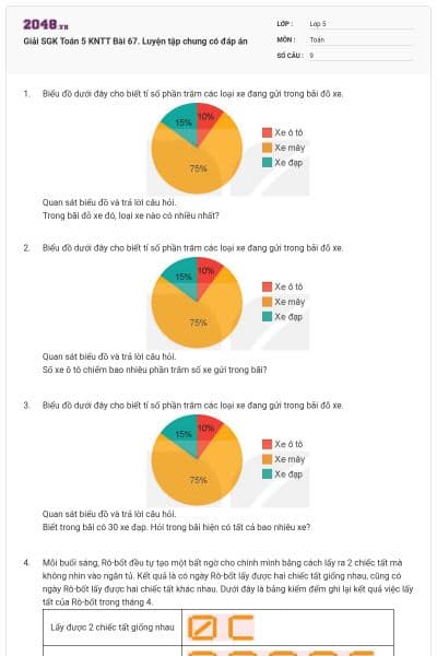 Giải SGK Toán 5 KNTT Bài 67. Luyện tập chung có đáp án