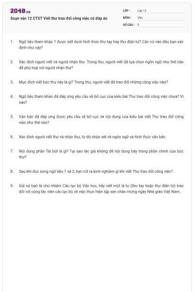 Soạn văn 12 CTST Viết thư trao đổi công việc có đáp án