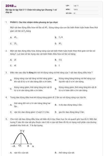 Bài tập ôn tập Vật lí 11 Chân trời sáng tạo Chương 1 có đáp án