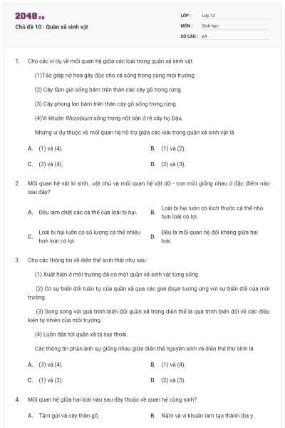 Chủ đề 10 : Quần xã sinh vật