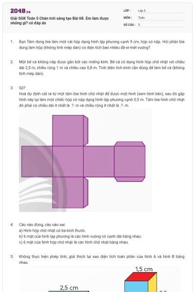 Giải SGK Toán 5 Chân trời sáng tạo Bài 68. Em làm được những gì? có đáp án