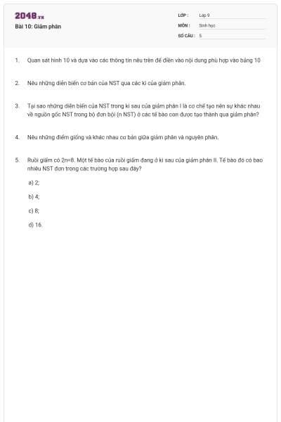 Bài 10: Giảm phân