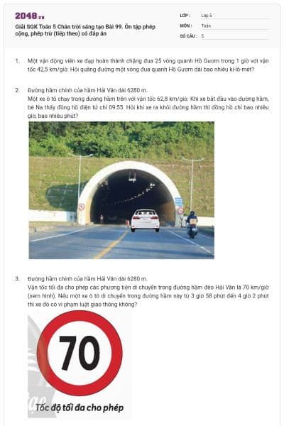 Giải SGK Toán 5 Chân trời sáng tạo Bài 99. Ôn tập phép cộng, phép trừ (tiếp theo) có đáp án