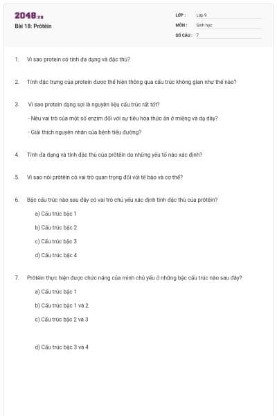 Bài 18: Prôtêin