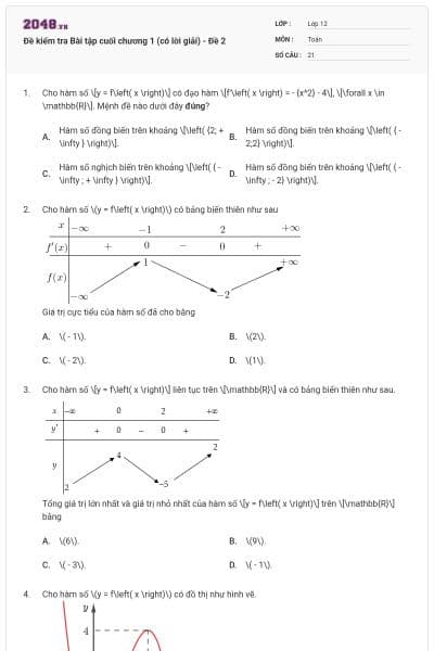 Đề kiểm tra Bài tập cuối chương 1 (có lời giải) - Đề 2