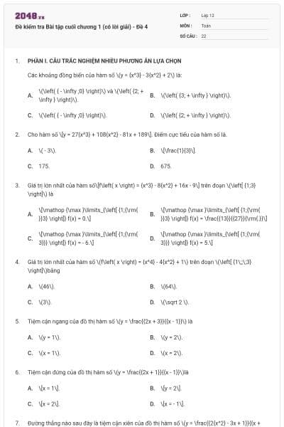 Đề kiểm tra Bài tập cuối chương 1 (có lời giải) - Đề 4