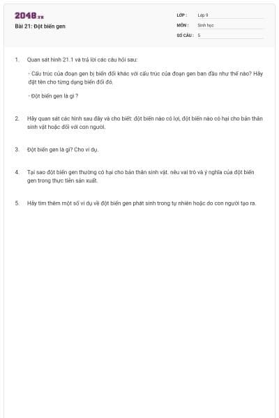 Bài 21: Đột biến gen