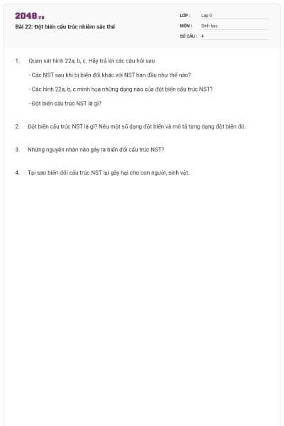 Bài 22: Đột biến cấu trúc nhiễm sắc thể