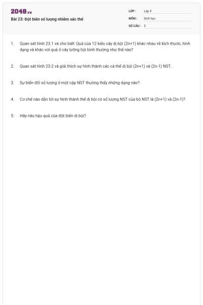 Bài 23: Đột biến số lượng nhiễm sắc thể