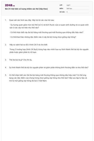 Bài 24: Đột biến số lượng nhiễm sắc thể (tiếp theo)