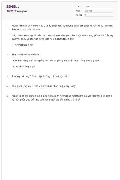 Bài 25: Thường biến