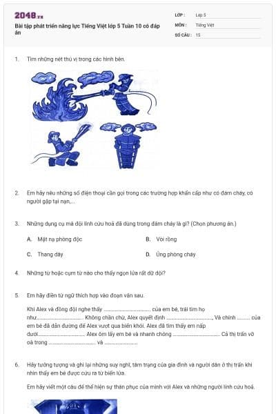 Bài tập phát triển năng lực Tiếng Việt lớp 5 Tuần 10 có đáp án