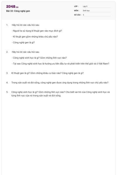 Bài 32: Công nghệ gen