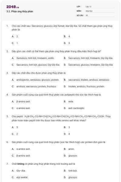 3.2. Phản ứng thủy phân