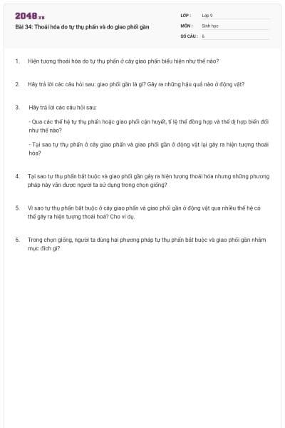 Bài 34: Thoái hóa do tự thụ phấn và do giao phối gần